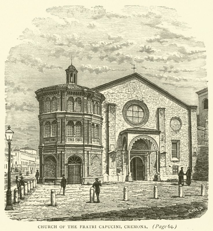 Kirken Fratri Capucini, Cremona (kobberstik) af English School