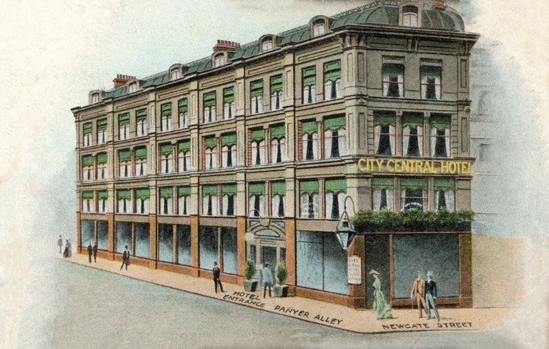 City Central Hotel, London (farve litho) af English School