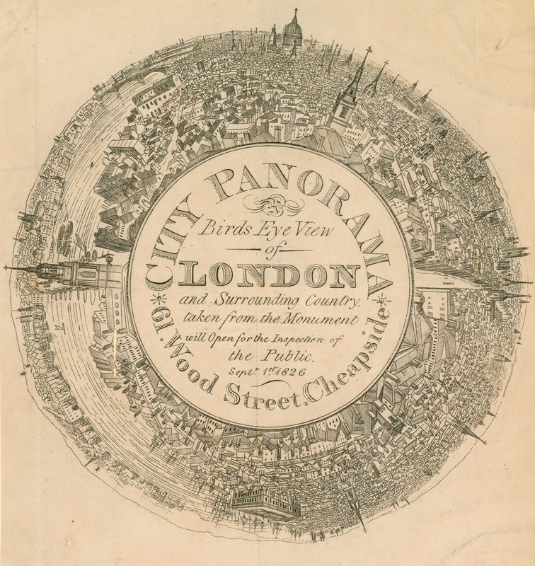 City Panorama, et fugleperspektiv af London og det omkringliggende land taget fra monumentet af English School