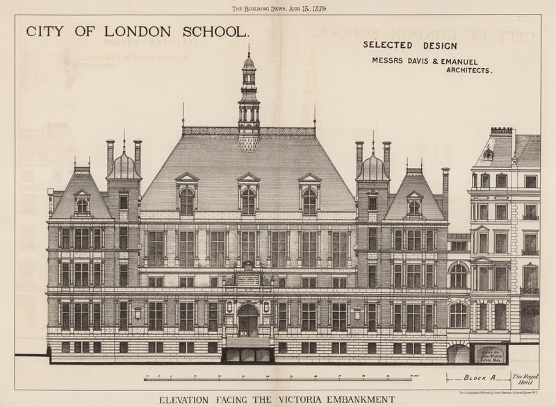 City of London School; højde mod Victoria Embankment af English School