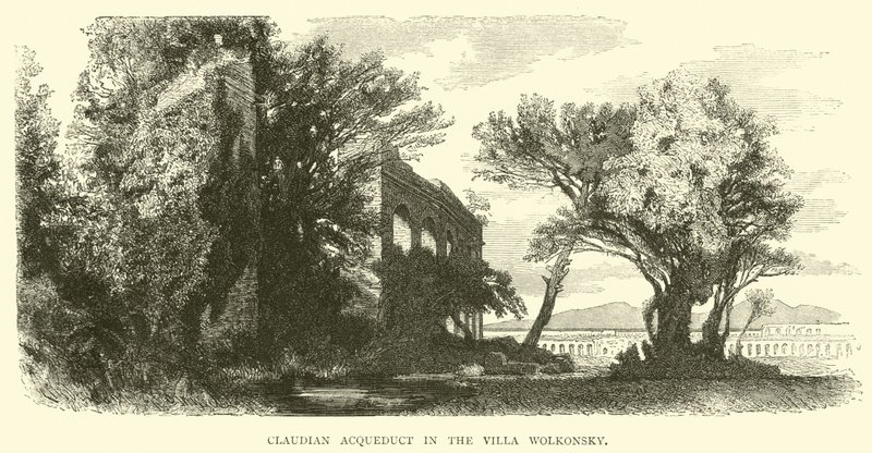 Claudian Acqueduct i Villa Wolkonsky af English School
