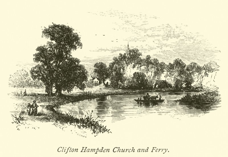 Clifton Hampden kirke og færge af English School