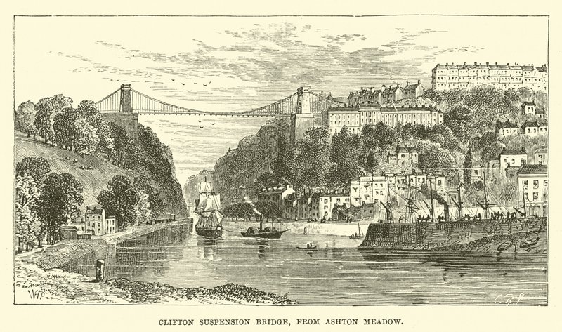 Clifton Suspension Bridge, fra Ashton Meadow af English School