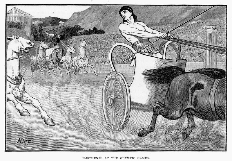 Clisthenes ved de olympiske lege, illustration fra Cassells Illustrated Universal History af Edward Ollier, 1890 af English School