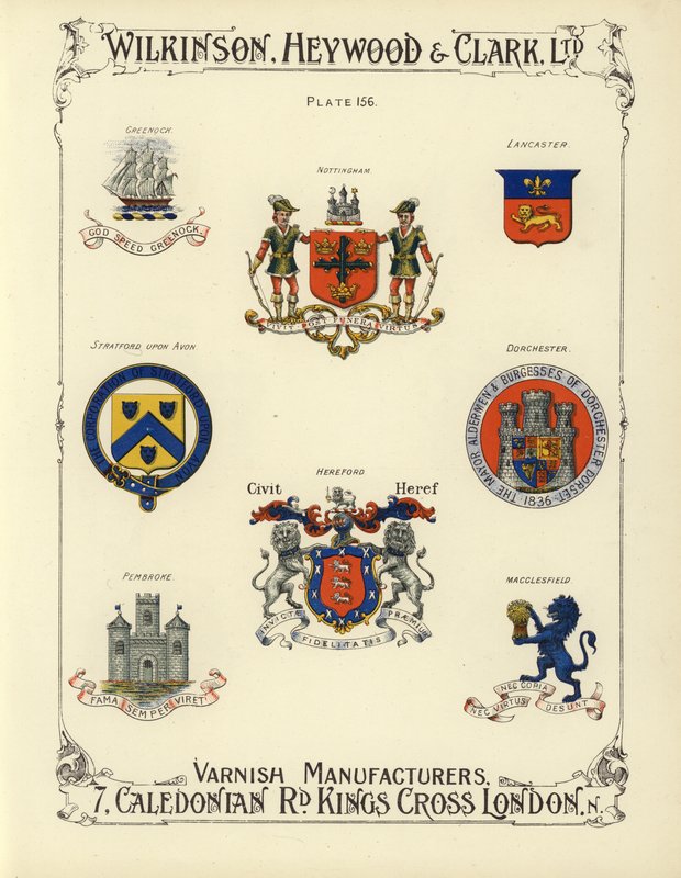 Våbenskjolde fra britiske byer (chromolitho) af English School