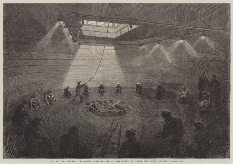 Opruller Atlantic Telegraph Cable i en af tankene om bord på Great Eastern af English School