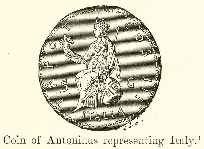 Mønt af Antoninus repræsenterende Italien af English School