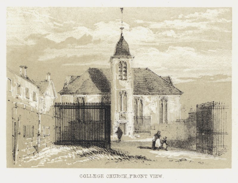 College Church, set forfra (gravering) af English School