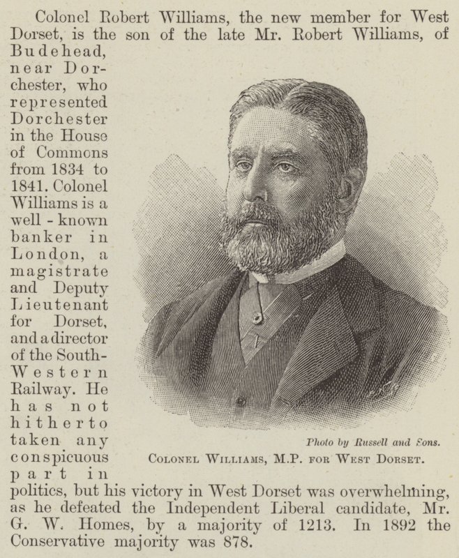 Oberst Williams, MP for West Dorset (gravering) af English School