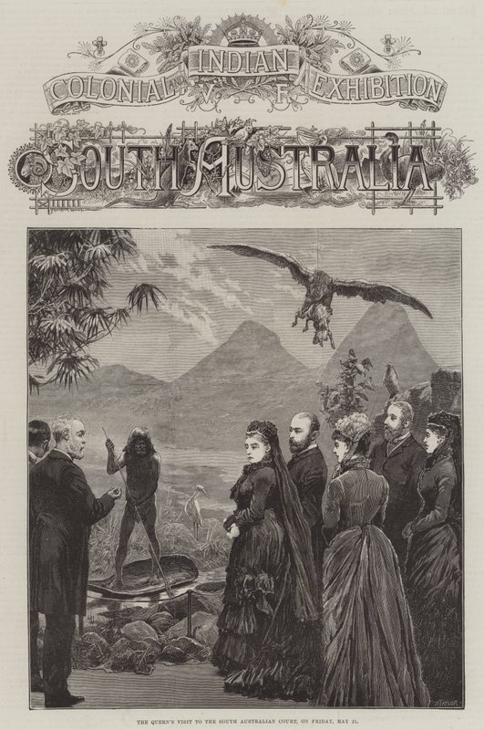 Colonial and Indian Exhibition, South Australia, Dronningens besøg ved South Australian Court, fredag den 21. maj (gravering) af English School
