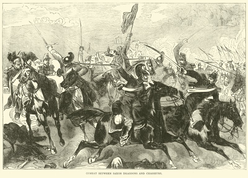 Kamp mellem saksiske dragoner og chasseurs, september 1870 af English School