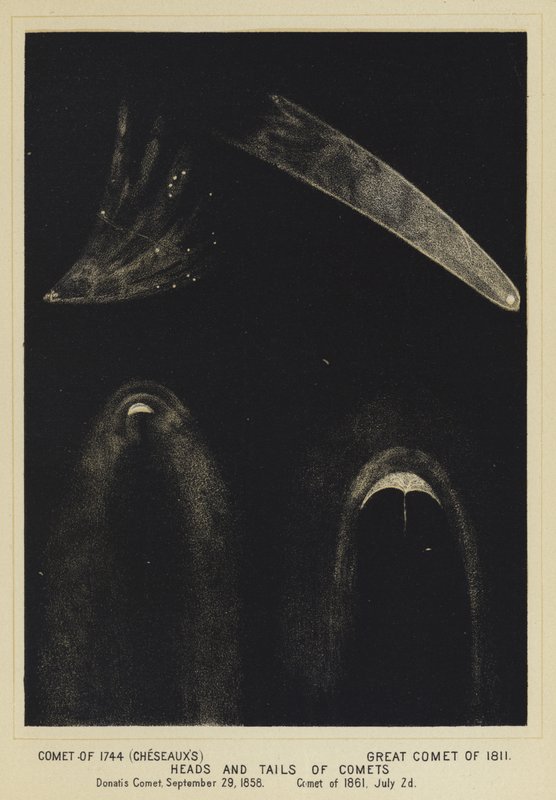 Comet of 1744 (Cheseauxs), Great Comet of 1811, Heads and Tails of Comets, Donatis Comet, 29. september 1858, Comet of 2 July 1861 af English School
