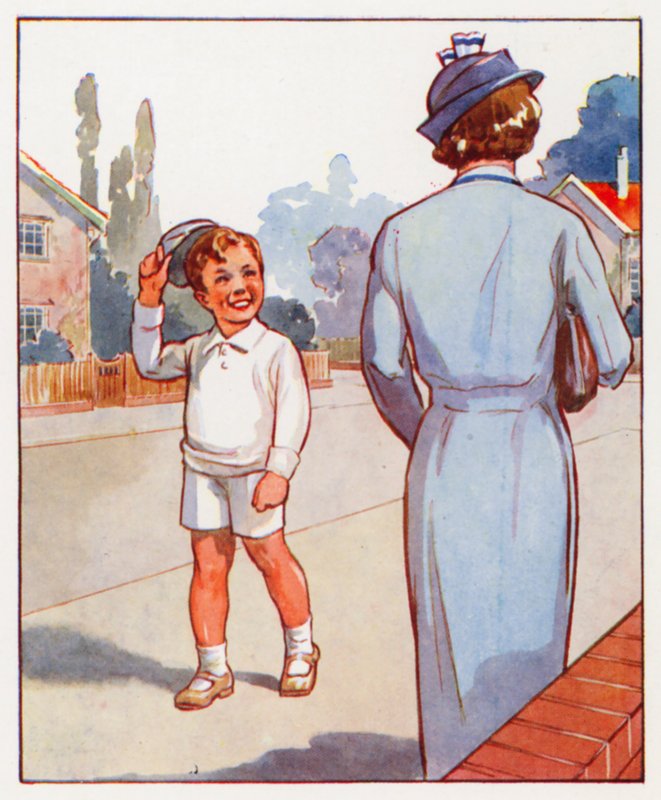 Kommandoer: Tag din kasket af for damen (farvelitografi) af English School