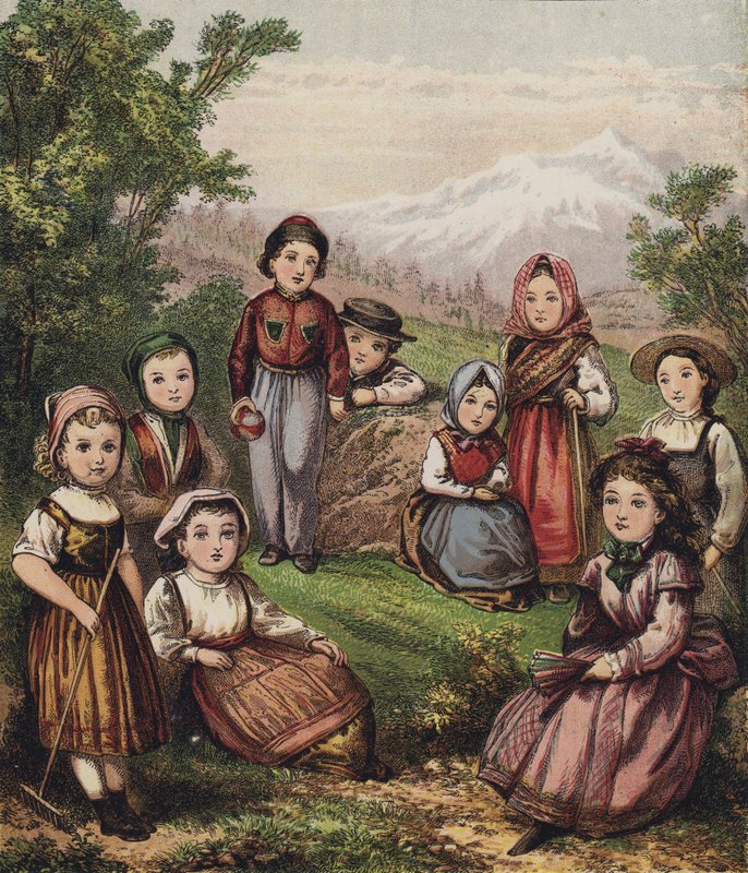 Continental børn (farve litho) af English School