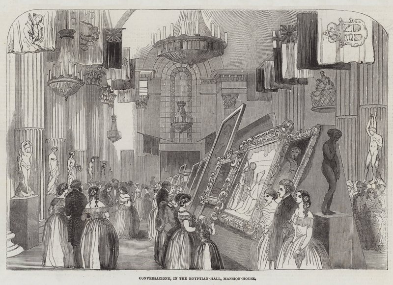 Conversazione, i Egyptian-Hall, Mansion House (gravering) af English School