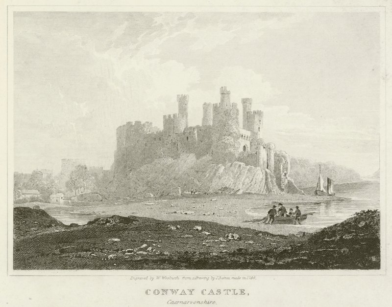 Conway Castle, Caernarvonshire (kobberstik) af English School