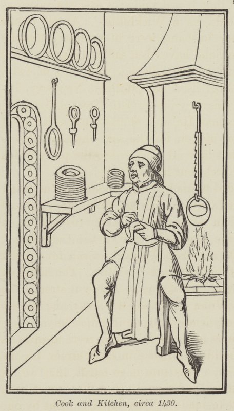 Cook and Kitchen, omkring 1430 (gravering) af English School
