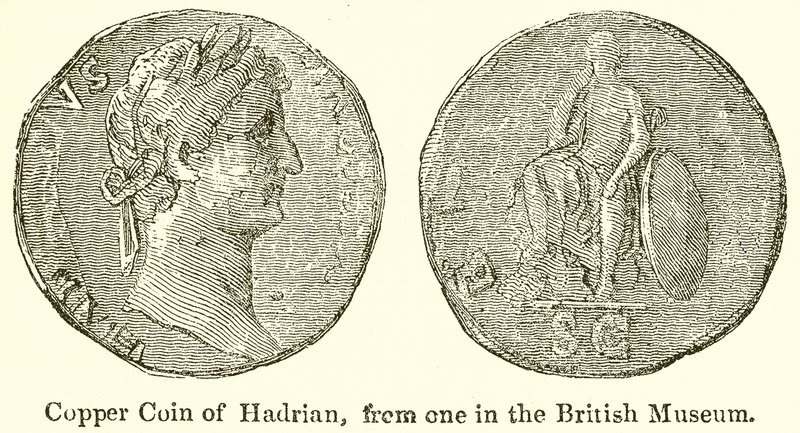 Kobbermønt af Hadrian, fra en i British Museum af English School