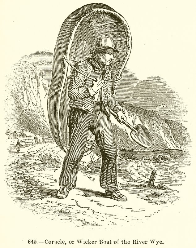 Coracle eller Wicker Boat of the River Wye af English School
