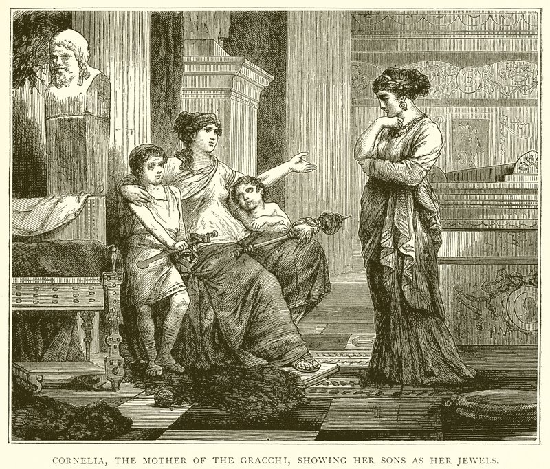 Cornelia, Gracchiernes moder, viser sine sønner som sine juveler af English School