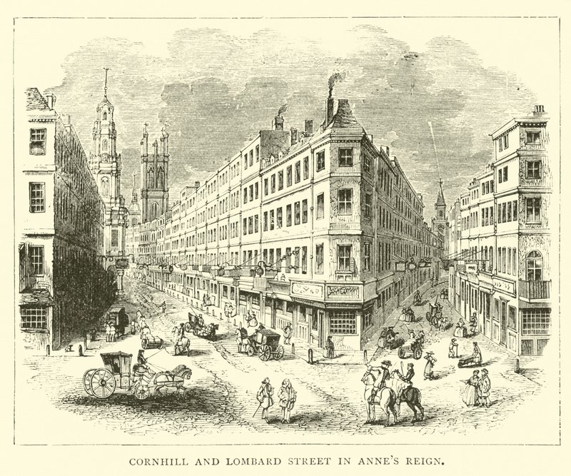Cornhill og Lombard Street i Annes regerer af English School