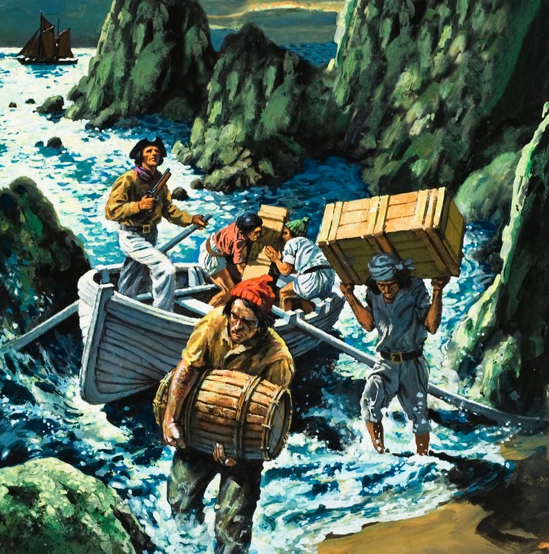 Cornish smuglerscene af English School