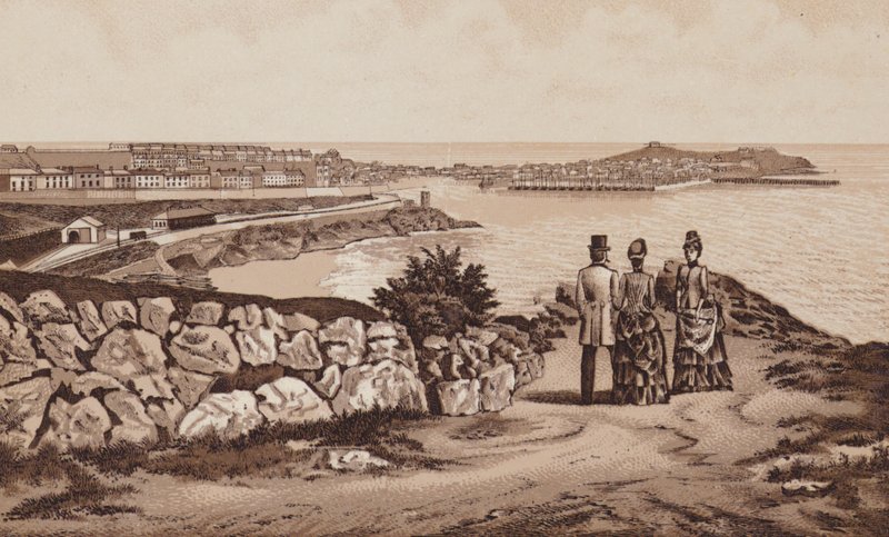 Cornwall: St Ives fra syd (litho) af English School