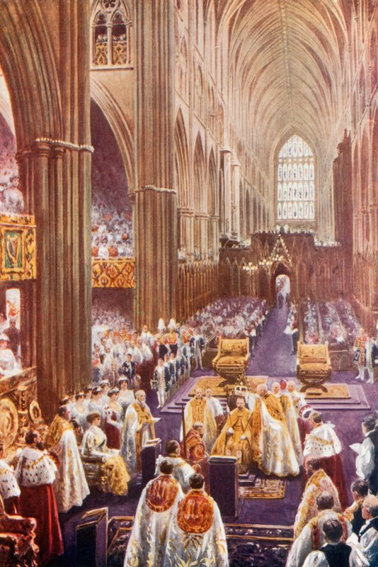 Kroningsceremoni i Westminster Abbey af English School