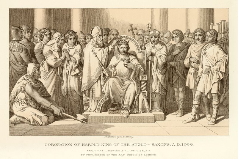 Kroning af Harold King of the Anglo Saxons af English School