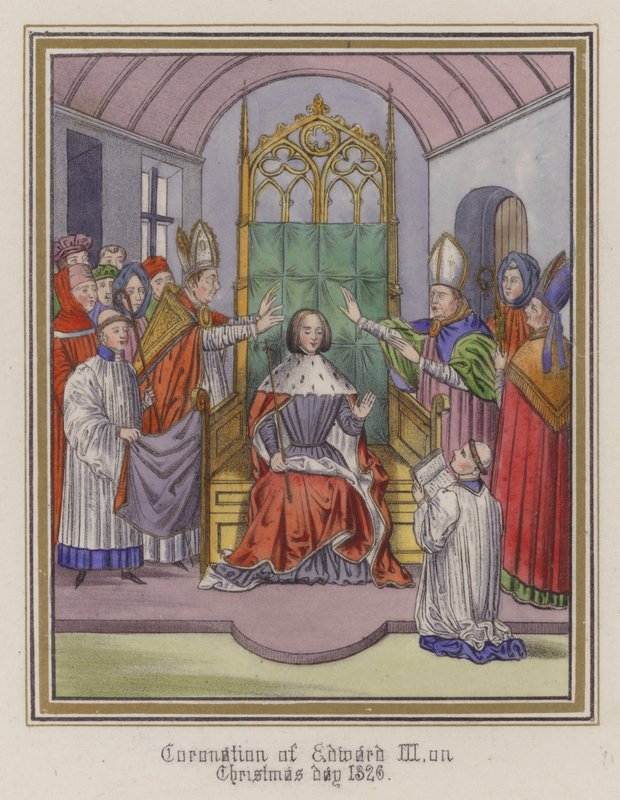 Kroning af kong Edward III juledag 1326 (farvet gravering) af English School