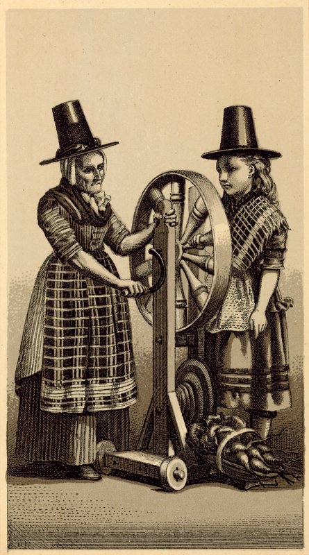 Wales kostumer: Spinning Genny (litho) af English School