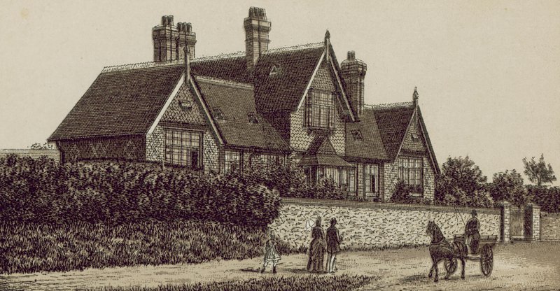 Cottage Hospital, Petersfield (litografi) af English School