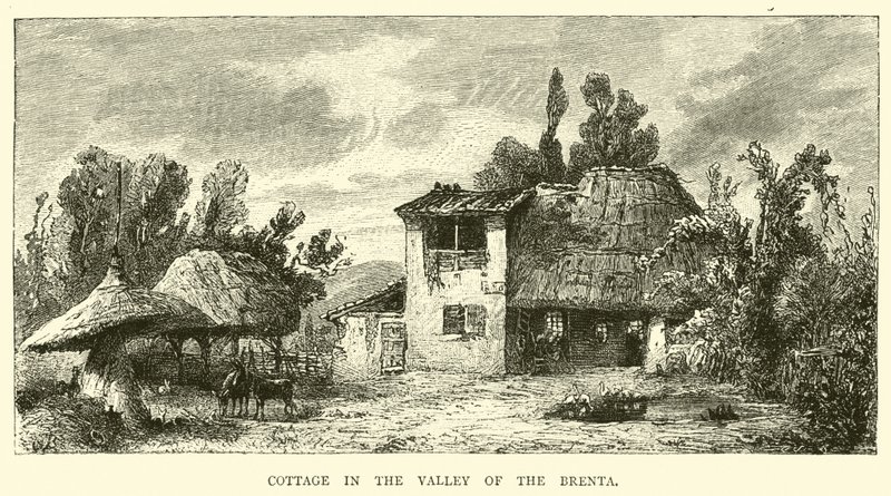 Cottage in the Valley of the Brenta  af English School