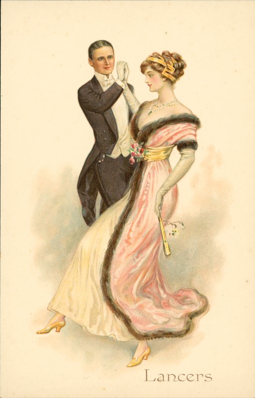 Par, der danser lancier (chromolitho) af English School