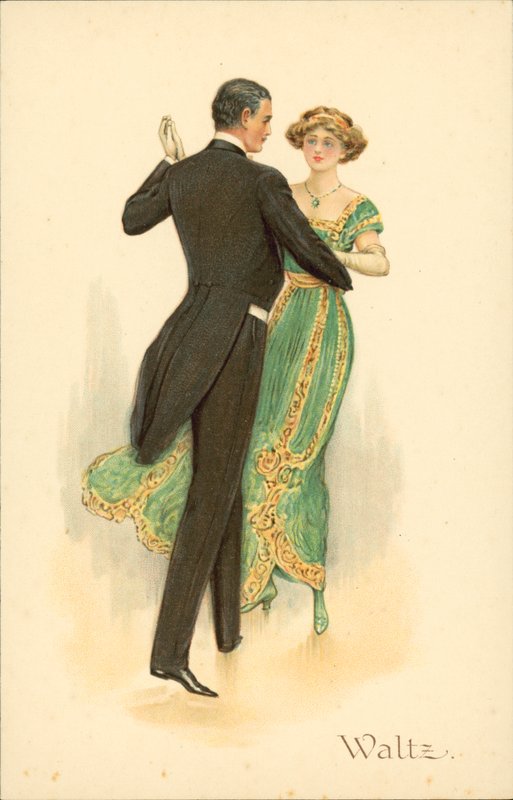Par, der danser vals (chromolitho) af English School
