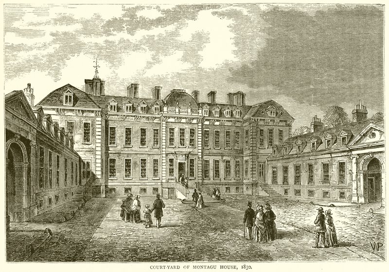 Court-Yard af Montagu House, 1830 af English School