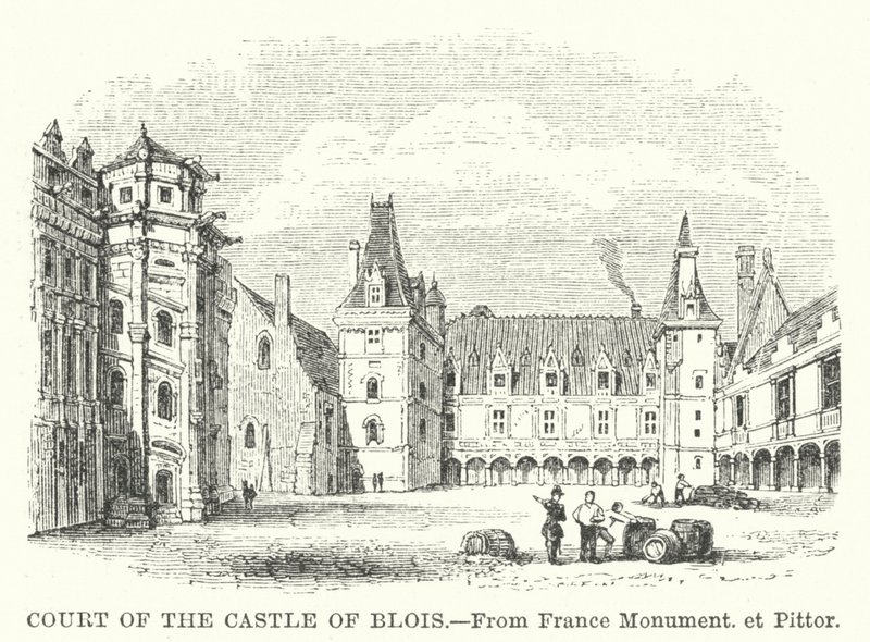 Hoffet på slottet i Blois (kobberstik) af English School