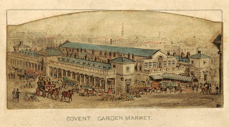 Covent Garden Market, London (wc på papir) af English School