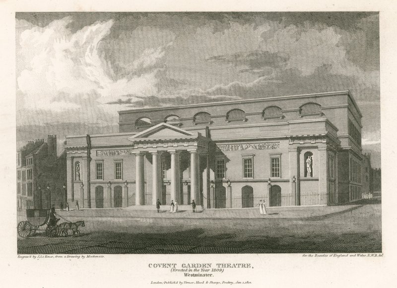 Covent Garden Theatre, Westminster, London (kobberstik) af English School