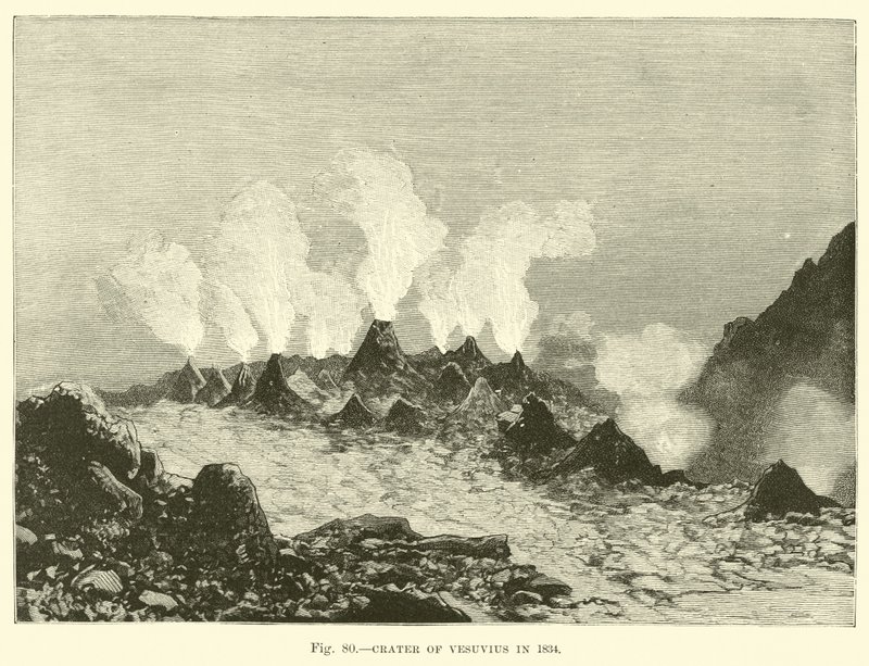 Crater of Vesuvius in 1834  af English School