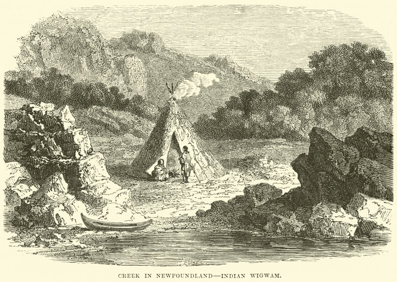 Creek i Newfoundland, indiske Wigwam af English School