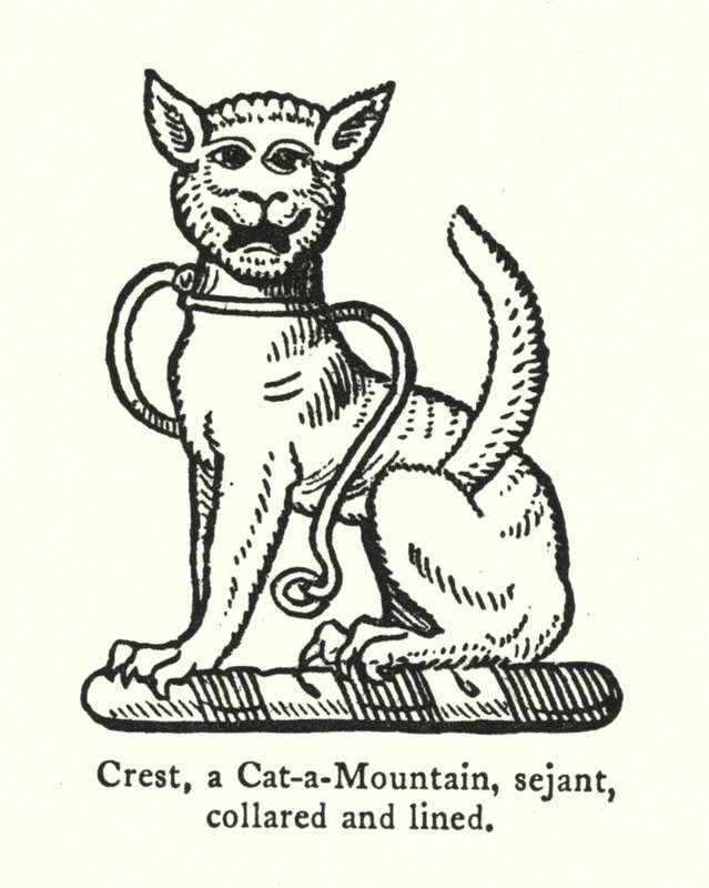 Crest, en Cat-a-Mountain, sejant, krave og foret (gravering) af English School