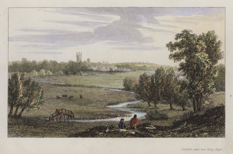 Cricklade, taget nær Eisey Chapel, Wiltshire (farvet gravering) af English School