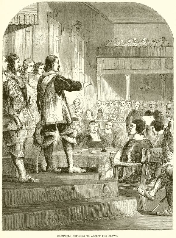 Cromwell nægter at acceptere kronen af English School