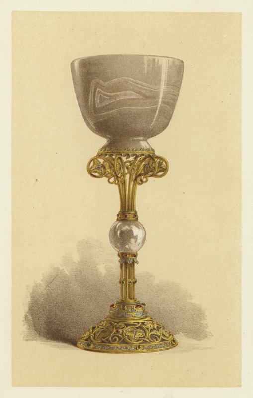 Bæger, eller kalk, i orientalsk onyx, monteret i emaljeret guld (chromolitho) af English School