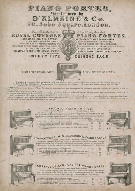DAlmains Piano Manufacturers, Soho Square af English School