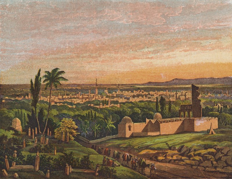 Damaskus, Syrien (farvelitografi) af English School