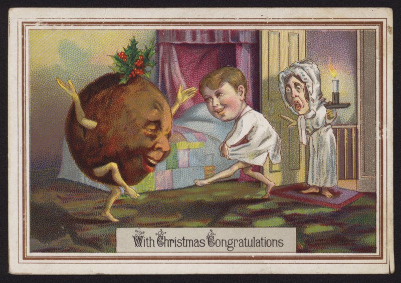 Dansende julebudding (chromolitho) af English School