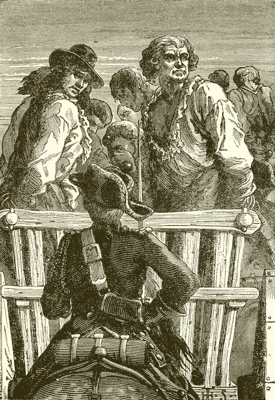 Danton og hans ledsagere på vej til guillotinen af English School