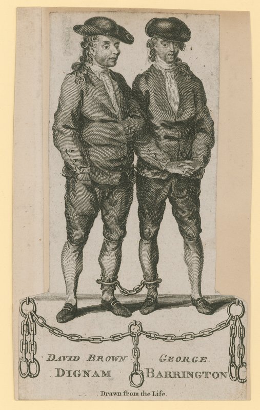 David Brown Dignam og George Barrington, hentet fra livet af English School